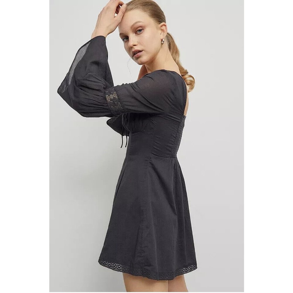 Urban Outfitters UO Carrie Corset Flute Sleeve Mini Dress Buttondown XS - Picture 4 of 8